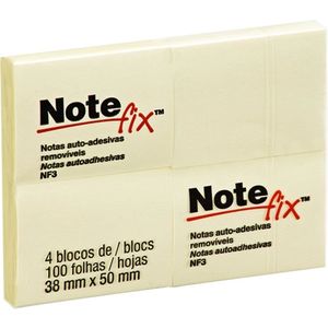 Bloco de Notas 4 Blocos c/ 100 Folhas 38x50mm - Note Fix