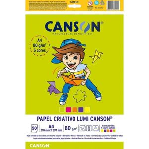 Papel Criativo Colorido Lumi A4 80g com 50 Folhas - Canson