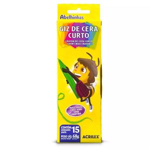 Giz de Cera Curto com 15 Cores 9215 - Acrilex