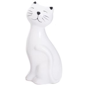 Enfeite Decorativo de Cerâmica Gatinho Branco - Wincy