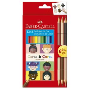 Ecolápis de Cor 12+3 Caras e Cores 120112CC -Faber Castell