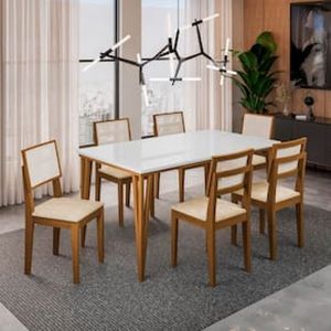 Conjunto de Mesa Dobue Safira com 6 Cadeiras - 180 cm