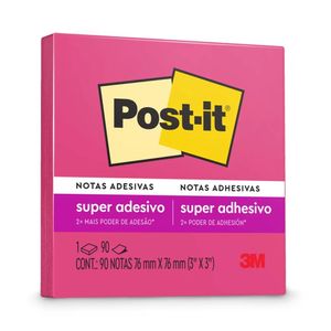 Bloco de Notas Adesivas Post-It Pink Neon 76X76 90 Folhas-3M