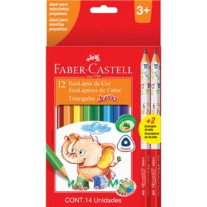 Ecolápis 12 Cores Jumbo Triangular 125012 2-Faber Castell