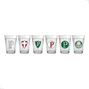 Jogo Copo Americano 6 Peças Time Palmeiras 190Ml - Allmix