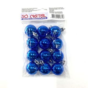 Enfeite Bolas de Natal 12 Peças 30mm Azul - Só Natal