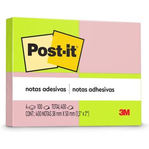 Bloco de Notas Post It Neon 4X100 Folhas 48X48 - 3M