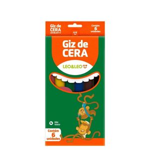 Giz de Cera Fino 6 Cores - Leo & Leo