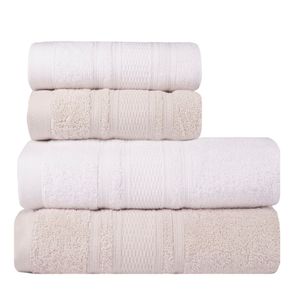 Jogo de Toalhas de Banho Gigante 4 Peças Memphis Appel 450 g/m² Branco/Cereal