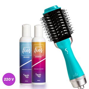 Kit Escova Secadora Modeladora Bela 220V + Shampoo + Bálsamo