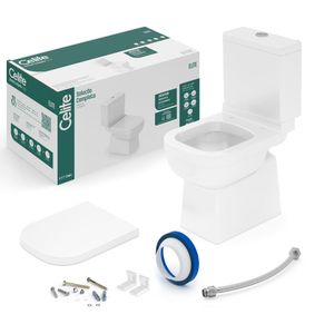 Kit Bacia com Acoplada Elite Assento Softclose 3/6L Branco Celite