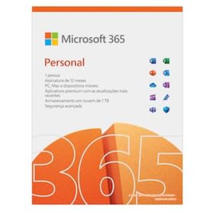 Microsoft 365 Personal, Office 365 premium apps, Word, Excel, PowerPoint, Outlook, 1TB nuvem, 1 pessoa, para PC/Mac, iOS e Android - Assinatura Anual