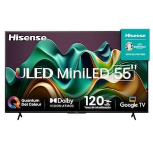 Smart TV 55 Hisense Ultra HD 4K Mini LED U6N com Google TV, Wi-Fi, Bluetooth, USB e HDMI - 55U66LUA