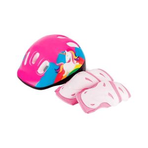 Kit Protetor de Ciclismo Infantil com Capacete Rosa - Cks