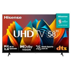 Smart TV 58" Hisense Ultra HD 4K DLED A6K com Sleep timer, entrada HDMI e Wi-Fi - 58A51HSV