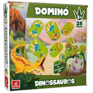 Dominó de Madeira Dinossauros 28PÇS - Brincadeira de Criança