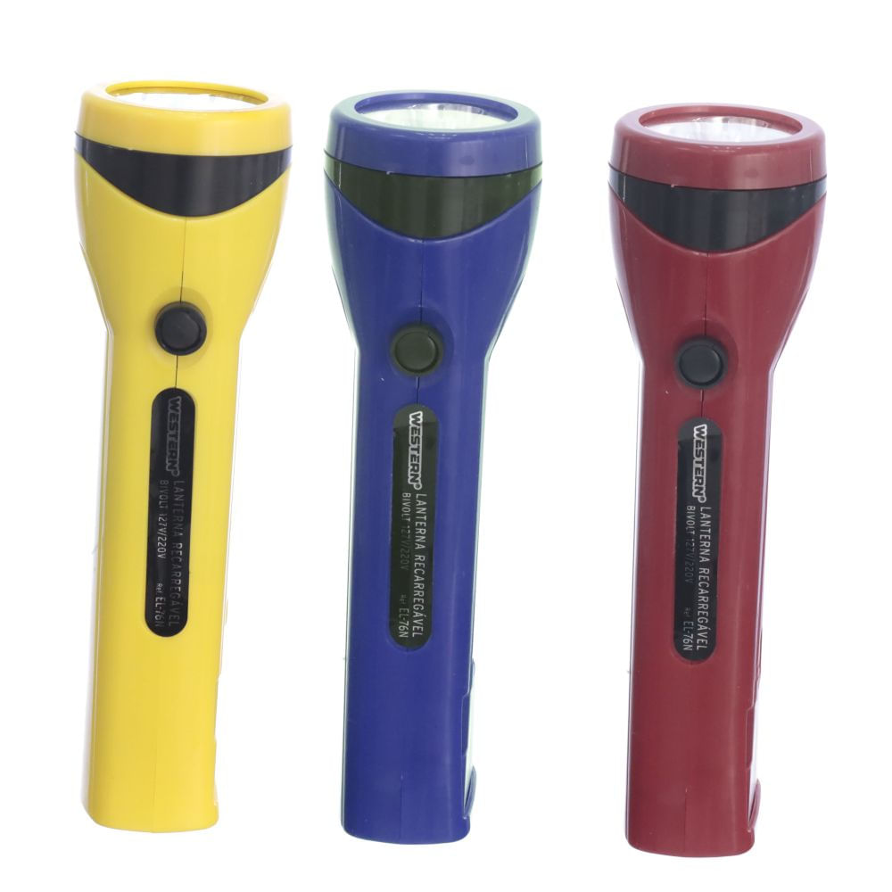 Lanterna 3 Leds Recarregável Bivolt EL-76N Azul - Western