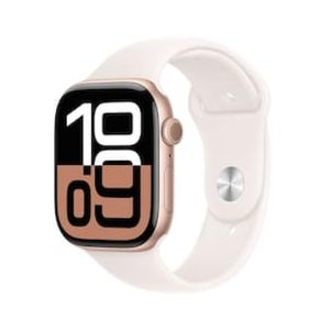 Apple Watch Series 10 GPS, Caixa Ouro Rosa de Alumínio  46 mm e Pulseira Esportiva Blush-clara - M/G