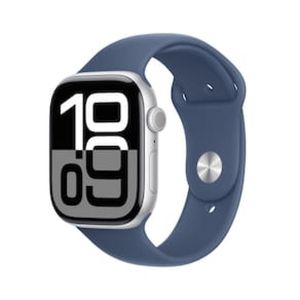 Apple Watch Series 10 GPS + Cellular, Caixa Prateada de Alumínio  46 mm e Pulseira Esportiva Denim  M/G