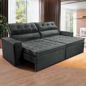 Sofá 3 Lugares Cama inBox Belém Retrátil e Reclinável Revestido em Suede Velusoft - 200cm de largura