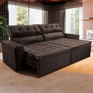 Sofá 3 Lugares Cama inBox Belém Retrátil e Reclinável Revestido em Suede Velusoft - 200cm de largura
