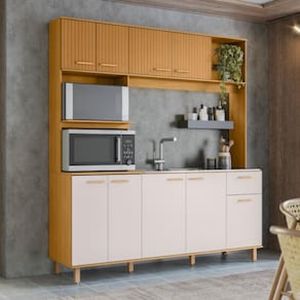 Cozinha Compacta Poliman Liz 9 Portas, 1 Gaveta e 3 Prateleiras - 180cm de largura