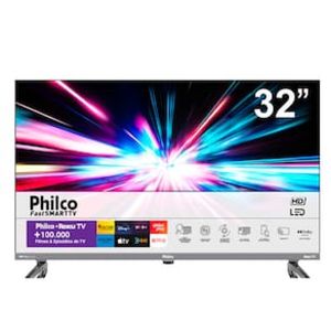 Smart TV LED 32" Philco PTV32K34RKGB Roku TV, Dolby Audio e Processador Quad-Core, HDMI, USB e Wi-Fi