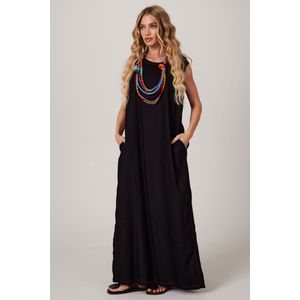 Vestido Regata Linho Midi Preto Yacamim