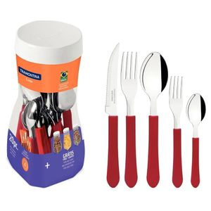 Faqueiro Tramontina 20 Peças Leme 23198/718 Inox e Vermelho