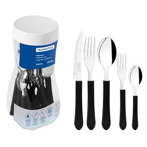 Conjunto de Talheres Leme Tramontina 20 Peças Inox Preto