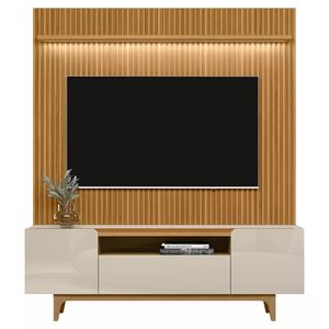 Conjunto Rack Orlando + Painel Ouro Preto Linea Tauari e Off White