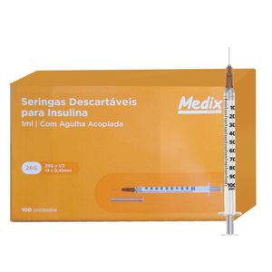 Seringa de Insulina 1ml com Agulha Acoplada 13x0,45mm 100un