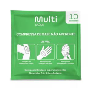 Compressa de Gaze Não Aderente 7,5x7,5cm 10 Pacotes com 10 Gaze Cada.