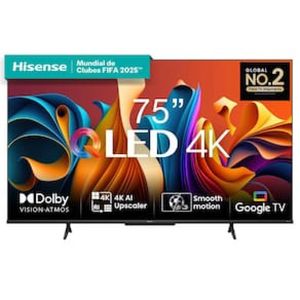 Smart TV 75 Hisense Ultra HD 4K QLED Q6N com Wi-Fi, Bluetooth, USB e HDMI - 75A51HUA