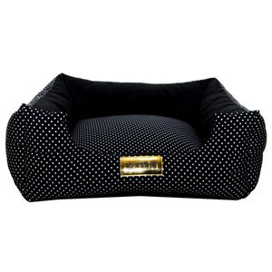 Cama Quadrada para Cachorro ou Gato Luppet Luxo Preto Poa
