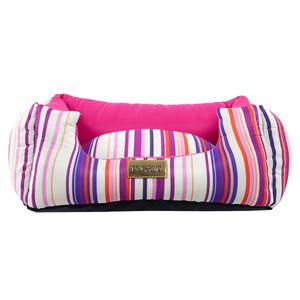 Cama Quadrada para Cachorro ou Gato Luppet Luxo Rosa Listra