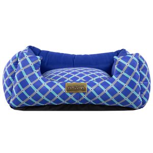 Cama Quadrada para Cachorro ou Gato Luppet Luxo Azul Geométrico