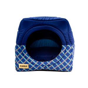 Cama Iglu e Toca Para Cachorro Luppet Luxo Azul Geométrico