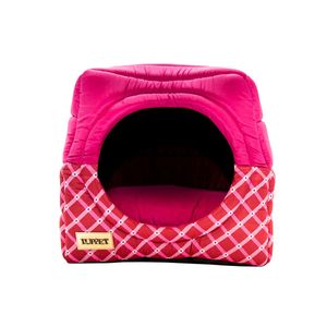 Cama Iglu e Toca Para Cachorro Luppet Luxo Rosa Geométrico