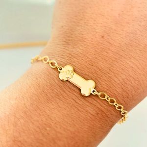 Pulseira de elos ossinho folheada em ouro 18K