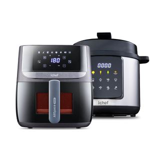 Airfryer Vision Max Ichef Polishop 5,7L e Panela de Pressão Elétrica ichef Master Cooker 6L