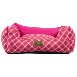 Cama Quadrada para Cachorro ou Gato Luppet Luxo Rosa Geométrico