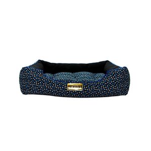 Cama Retangular para Cachorro ou Gato Luppet Luxo Preto ossinhos