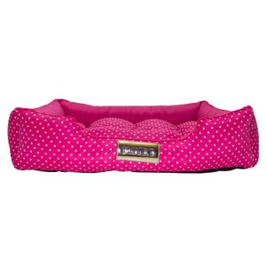 Cama Retangular para Cachorro ou Gato Luppet Luxo Rosa Bolinhas