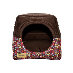 Cama Iglu e Toca Para Cachorro Luppet Luxo Marrom Floral