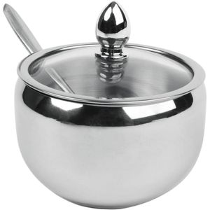 Açucareiro Inox com Colher Tampa de Vidro N244585-2 - Quanhe