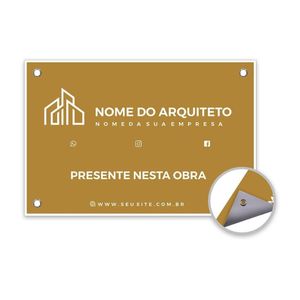 Placa de Obra para Arquiteto em Lona com 4 Ilhós 100x100cm