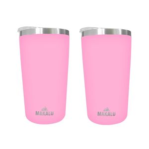 Kit 2 Copos Térmicos Aço Inox 420ML Rosa p/ Água Cerveja Café - Quente e Frio