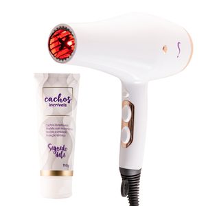 Kit Secador de Cabelo  Vivi Vento Sensacional Infravermelho 110V + Creme Protetor Térmico Cachos - Segredo Dela