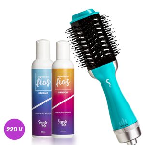 Kit Escova Secadora Modeladora e Alisadora Bela Modela Legal 220V + Shampoo + Bálsamo Segredo dos Fios